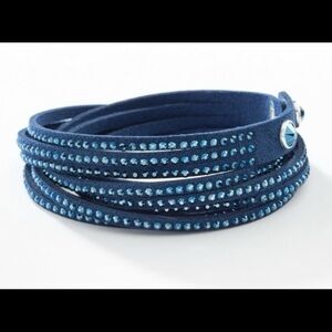 Touchstone crystal swarovski blue dark sapphire star wrap bracelet - #1234- new